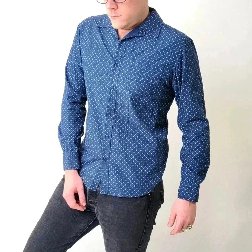 American Rag Paisley Print Slim Fitted Cut Button Down Shirt - M